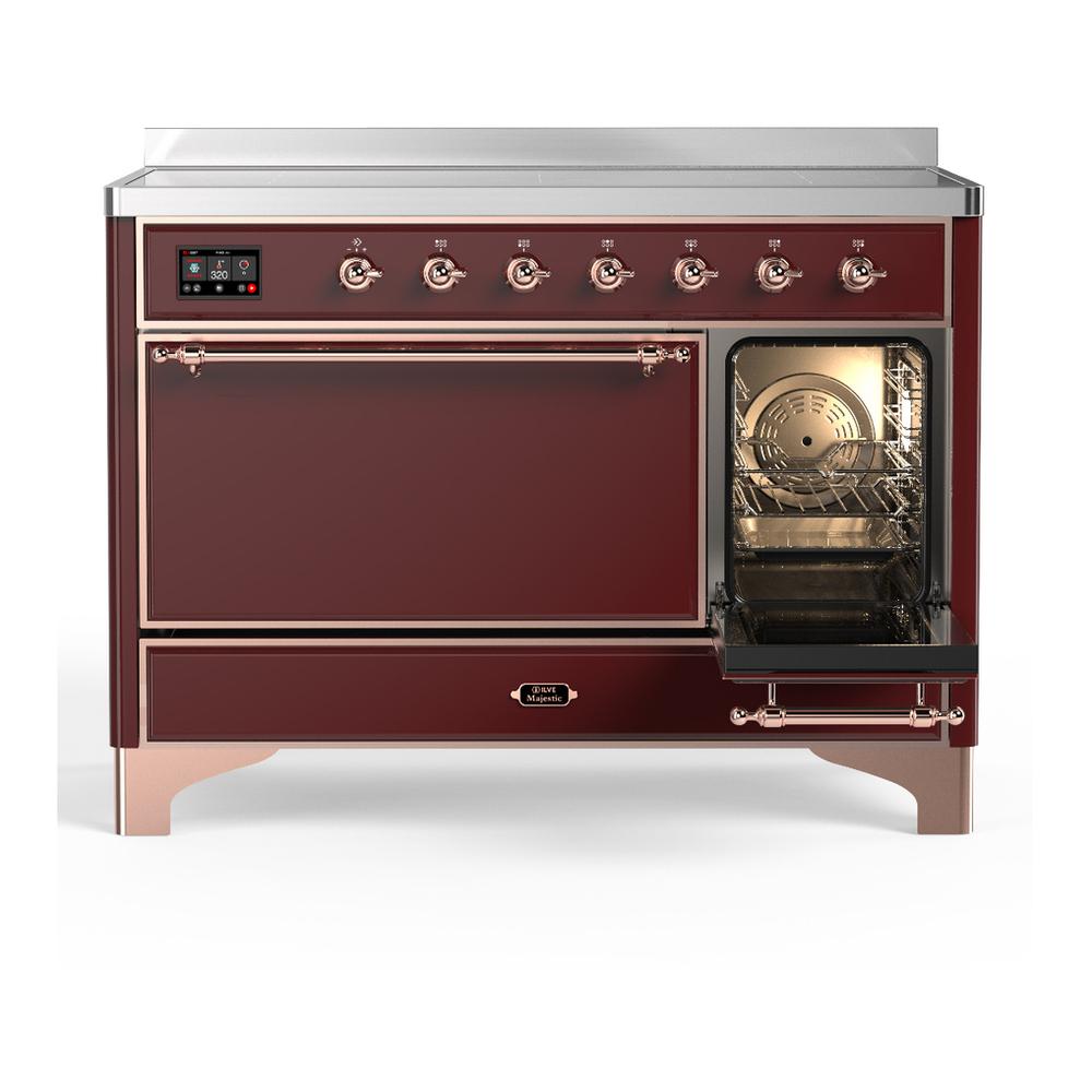 Ilve UMIB48QNR3BUP Ilve Umib48Qnr3Bup Majestic Iii 48 Inch Induction Range With 6 Elements, 5.02 Cu. Ft. Total Oven Capacity (Solid Door, Burgundy, Copper)