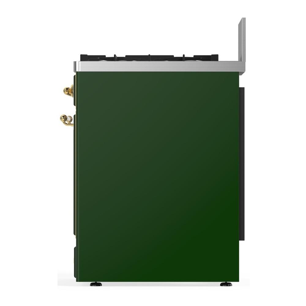 Ilve UM30NR3EGGLP Ilve Um30Nr3Egglp Majestic Iii 30 Inch Dual Fuel Range With 5 Black Brass Burners, Dual Function Burner Up To 25,000 Btu (Liquid Propane, Triple Glass Door, Emerald Green, Brass)