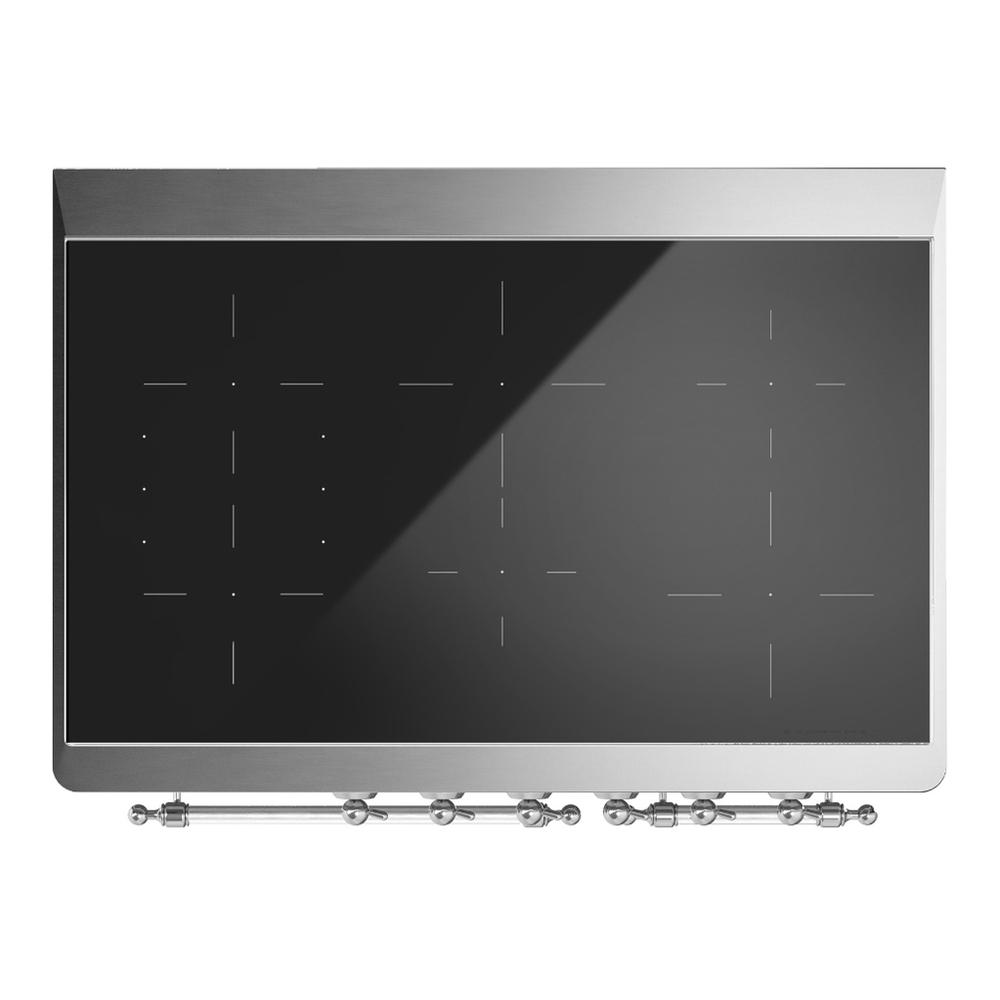 Ilve UMDIB40QNR3BGC Ilve Umdib40Qnr3Bgc Majestic Iii 40 Inch Induction Range With 6 Elements, 3.82 Cu. Ft. Total Oven Capacity (Solid Door, Blue Grey, Chrome)
