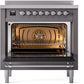 Ilve UPI366NMPMGC Nostalgie Ii 36 Inch Electric Freestanding Range In Matte Graphite With Chrome Trim