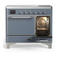 Ilve UMDIB40QNR3BGC Ilve Umdib40Qnr3Bgc Majestic Iii 40 Inch Induction Range With 6 Elements, 3.82 Cu. Ft. Total Oven Capacity (Solid Door, Blue Grey, Chrome)
