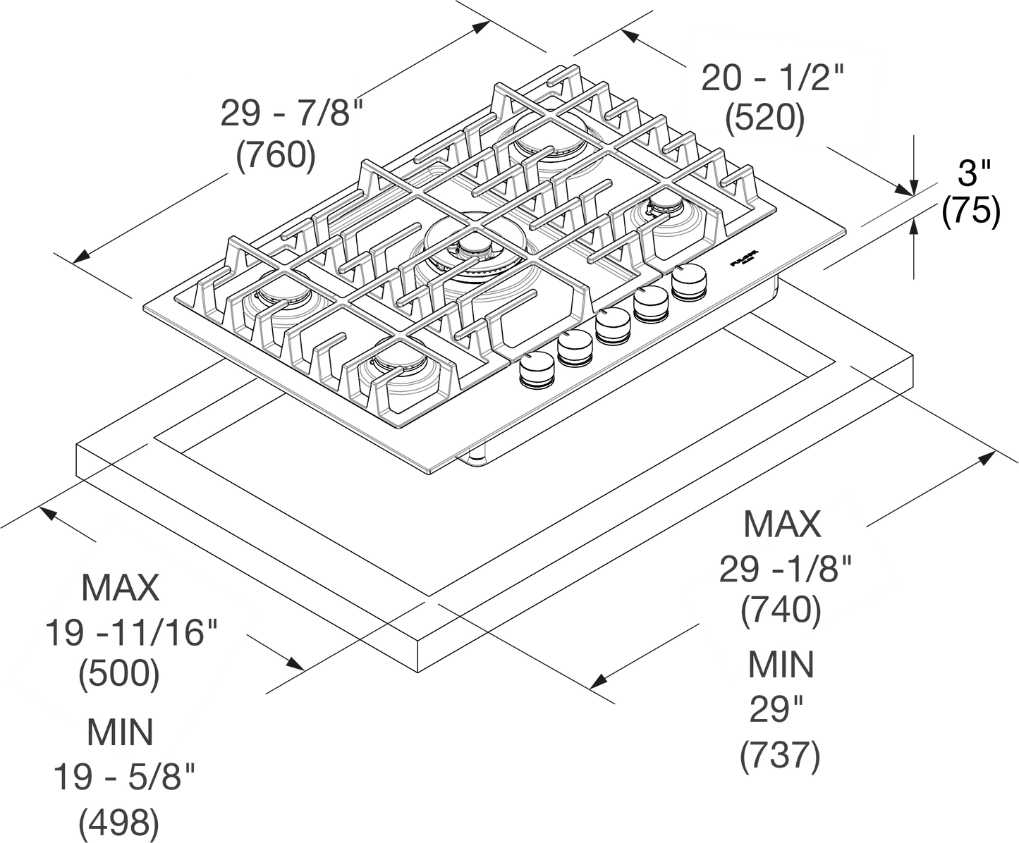 Fulgor Milano F4MGK30MB1 30" Gas Cooktop