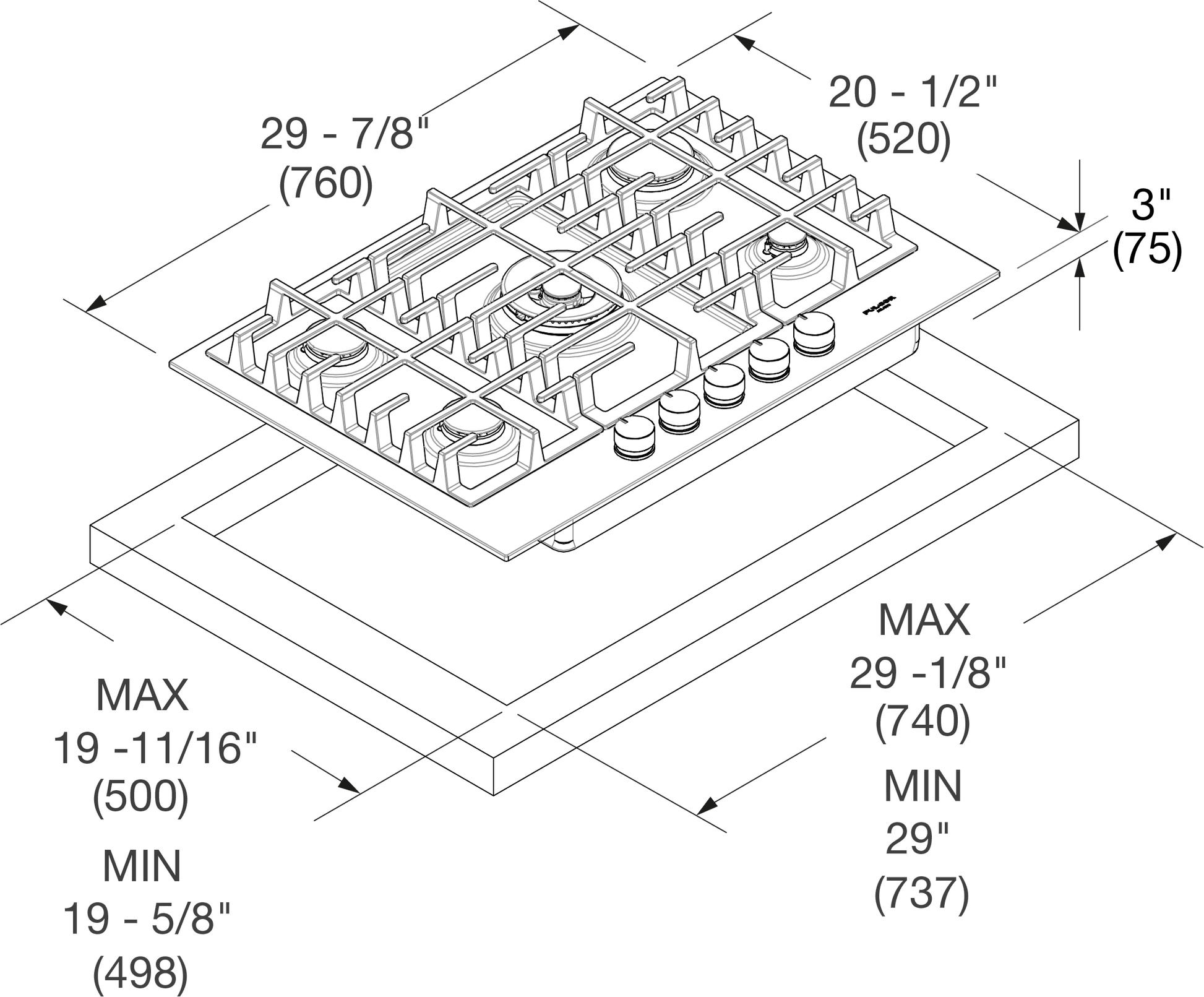 Fulgor Milano F4MGK30S1 30" Gas Cooktop