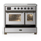 Ilve UMDIB40NR3SSB Ilve Umdib40Nr3Ssb Majestic Iii 40 Inch Induction Range With 6 Elements, 3.82 Cu. Ft. Total Oven Capacity (Triple Glass Door, Stainless Steel, Burnished)