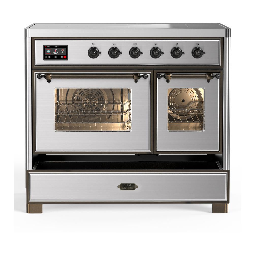 Ilve UMDIB40NR3SSB Ilve Umdib40Nr3Ssb Majestic Iii 40 Inch Induction Range With 6 Elements, 3.82 Cu. Ft. Total Oven Capacity (Triple Glass Door, Stainless Steel, Burnished)