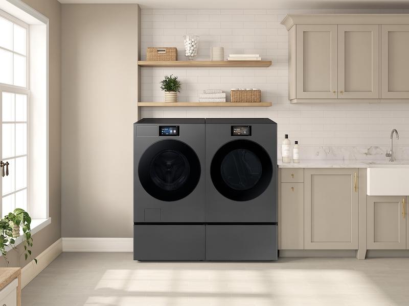 Samsung WE602NS Bespoke 27" Wide Laundry Pedestal With Storage Drawer In Dark Steel