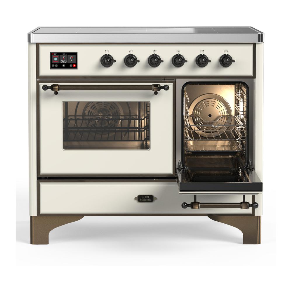 Ilve UMDIB40NR3AWB Ilve Umdib40Nr3Awb Majestic Iii 40 Inch Induction Range With 6 Elements, 3.82 Cu. Ft. Total Oven Capacity (Triple Glass Door, Antique White, Burnished)