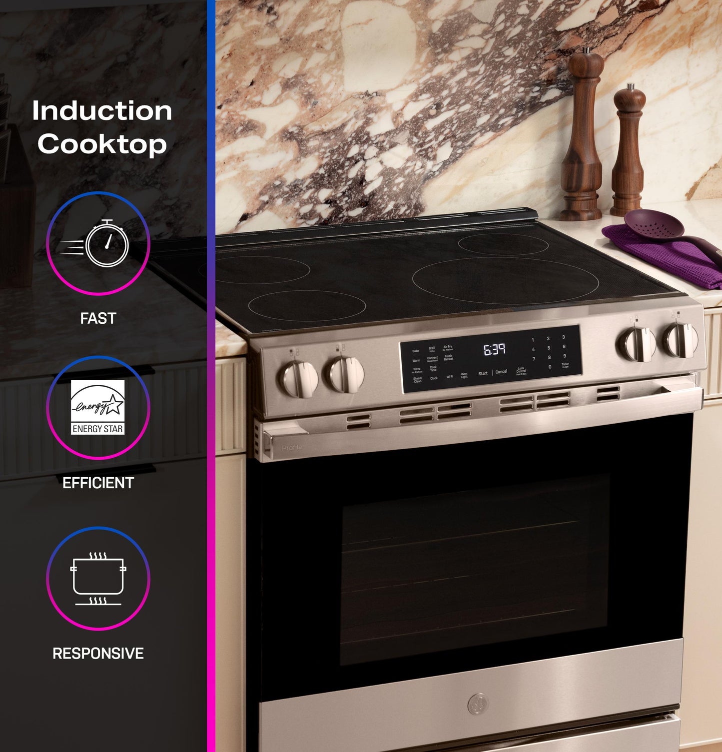 Ge Appliances PHS700AYFS Ge Profile&#8482; Energy Star® 30" Smart Slide-In Induction And Convection Range With No Preheat Air Fry And Easywash&#8482; Oven Tray
