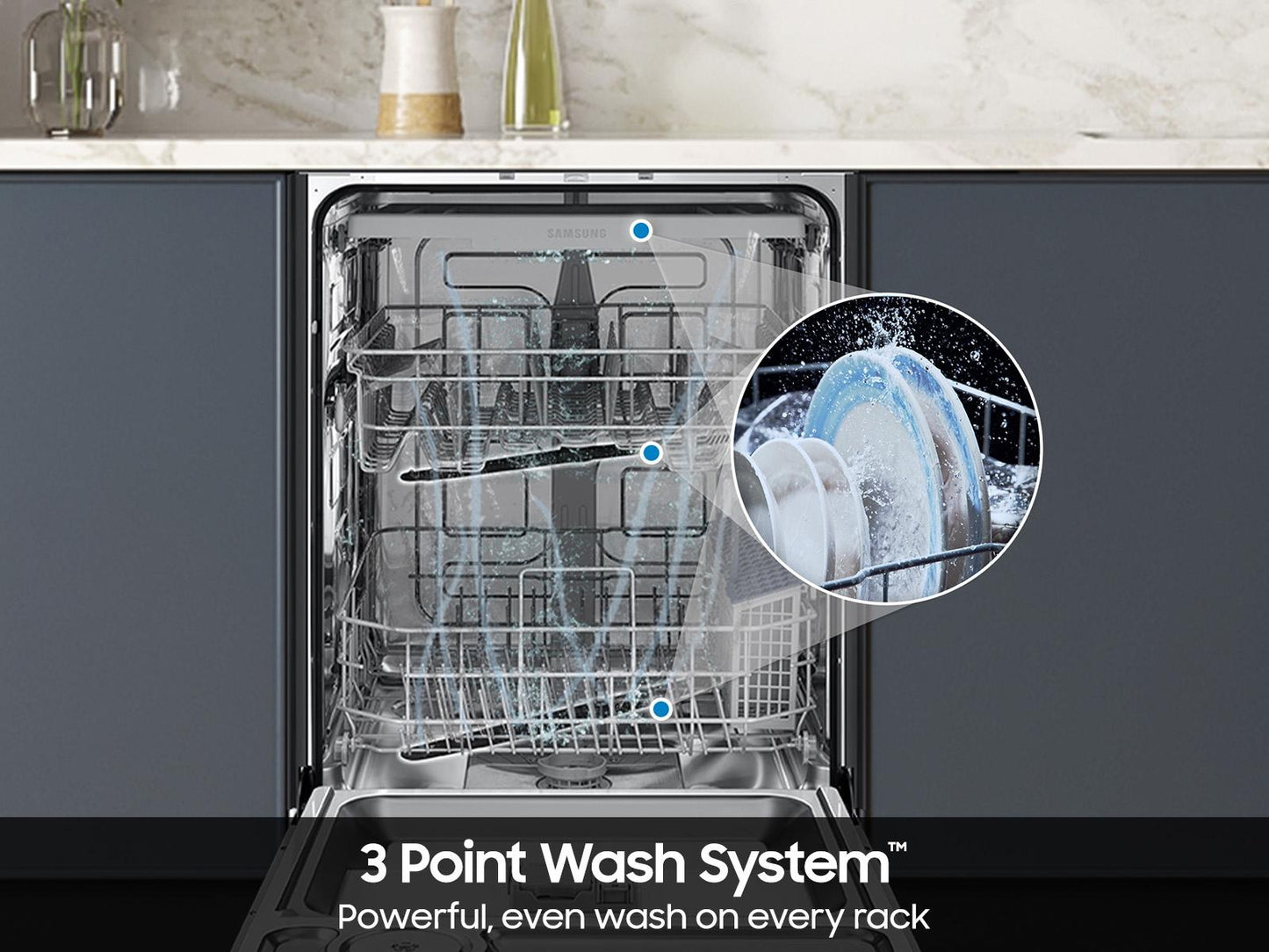 Samsung DW70H83YEUR Dishwasher With 3 Point Wash System Autorelease™ Door 3Rd Rack 48 Dba