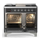 Ilve UMD40FNR3BKC Ilve Umd40Fnr3Bkc Majestic Iii 40 Inch Dual Fuel Range With 6 Burners And Griddle, Dual Function Burner Up To 25,000 Btu (Natural Gas, Triple Glass Door, Glossy Black, Chrome)