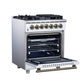 Forno FFSGS612530WHT Forno Massimo 30-Inch Freestanding Dual Fuel Range In White With Antique Brass Accessories, 4 Burners, 4.32 Cu. Ft. Convection Oven