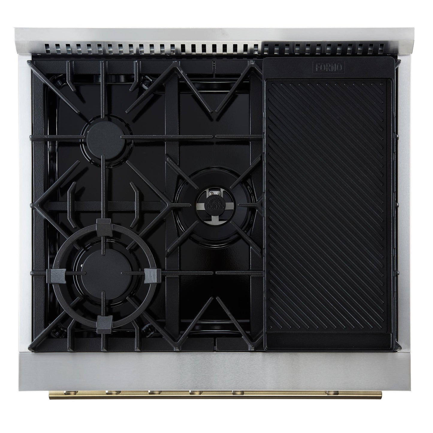 Forno FFSGS627430BLK Giovanni 30-Inch Gas Range Black & Antique Brass Design, 5 Burners 67,000 Btu, 4.32 Cu.Ft. Convection Oven