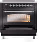Ilve UPI366NMPBKC Nostalgie Ii 36 Inch Electric Freestanding Range In Glossy Black With Chrome Trim