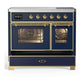 Ilve UMDIB40NR3MBG Ilve Umdib40Nr3Mbg Majestic Iii 40 Inch Induction Range With 6 Elements, 3.82 Cu. Ft. Total Oven Capacity (Triple Glass Door, Midnight Blue, Brass)
