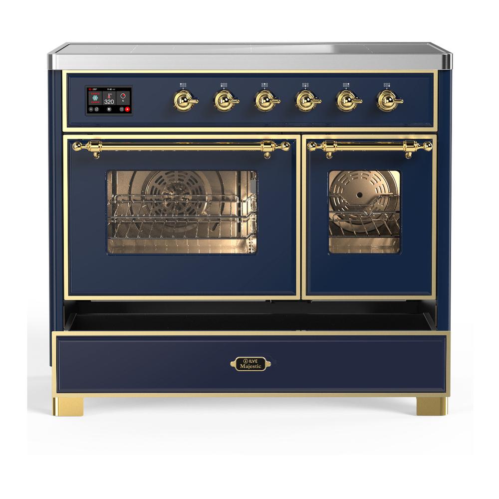 Ilve UMDIB40NR3MBG Ilve Umdib40Nr3Mbg Majestic Iii 40 Inch Induction Range With 6 Elements, 3.82 Cu. Ft. Total Oven Capacity (Triple Glass Door, Midnight Blue, Brass)