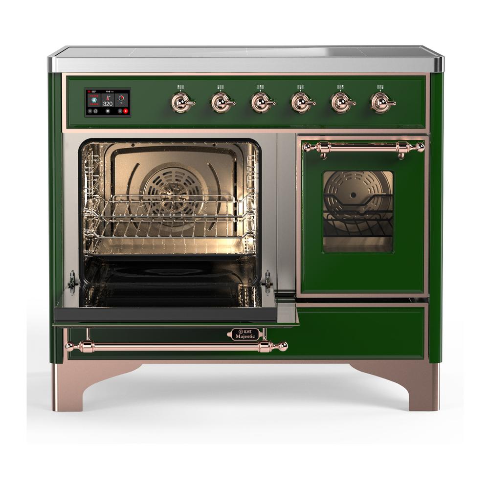 Ilve UMDIB40NR3EGP Ilve Umdib40Nr3Egp Majestic Iii 40 Inch Induction Range With 6 Elements, 3.82 Cu. Ft. Total Oven Capacity (Triple Glass Door, Emerald Green, Copper)