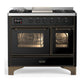 Ilve UMD40FNR3BKB Ilve Umd40Fnr3Bkb Majestic Iii 40 Inch Dual Fuel Range With 6 Burners And Griddle, Dual Function Burner Up To 25,000 Btu (Natural Gas, Triple Glass Door, Glossy Black, Burnished)