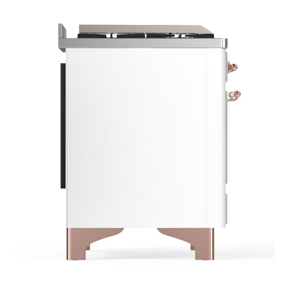 Ilve UM60FSNR3WHPLP Ilve Um60Fsnr3Whplp Majestic Iii 60 Inch Dual Fuel Range With 7 Burners, Griddle And French Top, Dual Function Burner With Up To 25,000 Btu (Liquid Propane, Triple Glass Door, White, Copper)