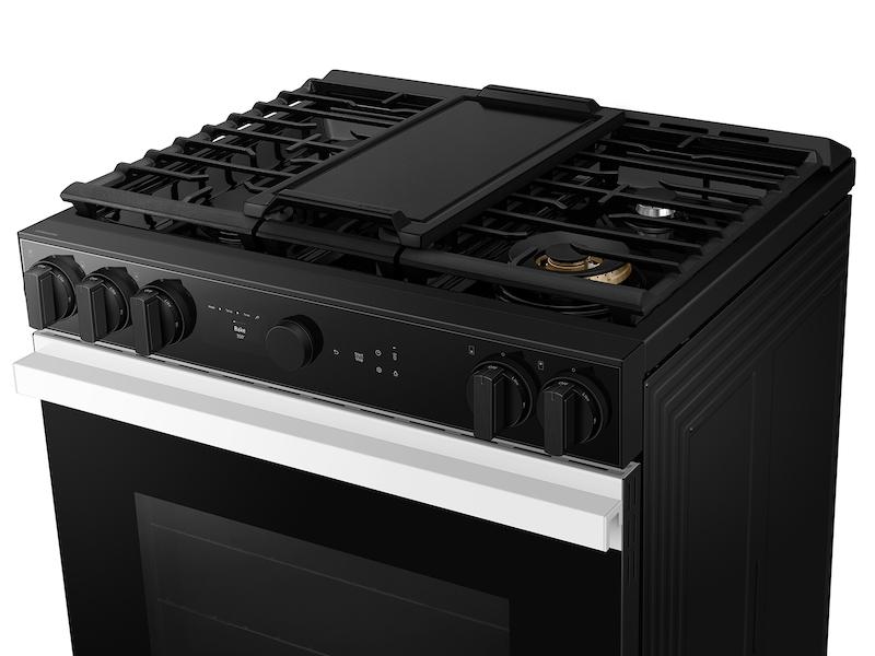 Samsung NSG6DB850012 Bespoke 6.0 Cu. Ft. Smart Slide-In Gas Range With Air Sous Vide & Air Fry In White Glass