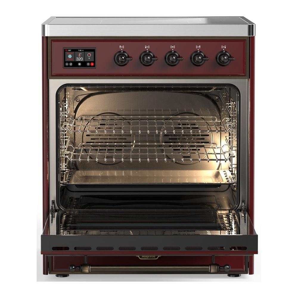 Ilve UMIB30QNR3BUB Ilve Umib30Qnr3Bub Majestic Iii 30 Inch Induction Range With 4 Elements, 4 Cu. Ft. Oven Capacity (Solid Door, Burgundy, Burnished)