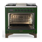 Ilve UM36FNR3EGB Ilve Um36Fnr3Egb Majestic Iii 36 Inch Dual Fuel Range With 6 Black Brass Burners And Griddle, Dual Function Burner Up To 25,000 Btu (Triple Glass Door, Emerald Green, Burnished, Natural Gas)