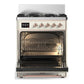 Ilve UM30NR3AWPLP Ilve Um30Nr3Awplp Majestic Iii 30 Inch Dual Fuel Range With 5 Black Brass Burners, Dual Function Burner Up To 25,000 Btu (Liquid Propane, Triple Glass Door, Antique White, Copper)