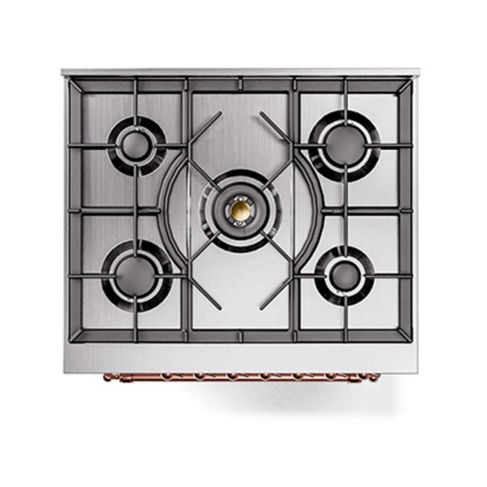 Ilve UN30NMPWHPLP Ilve Un30Nmpwhplp Nostalgie Ii Noblesse 30" Dual Fuel Range (Liquid Propane, Triple Glass Door, White, Copper)