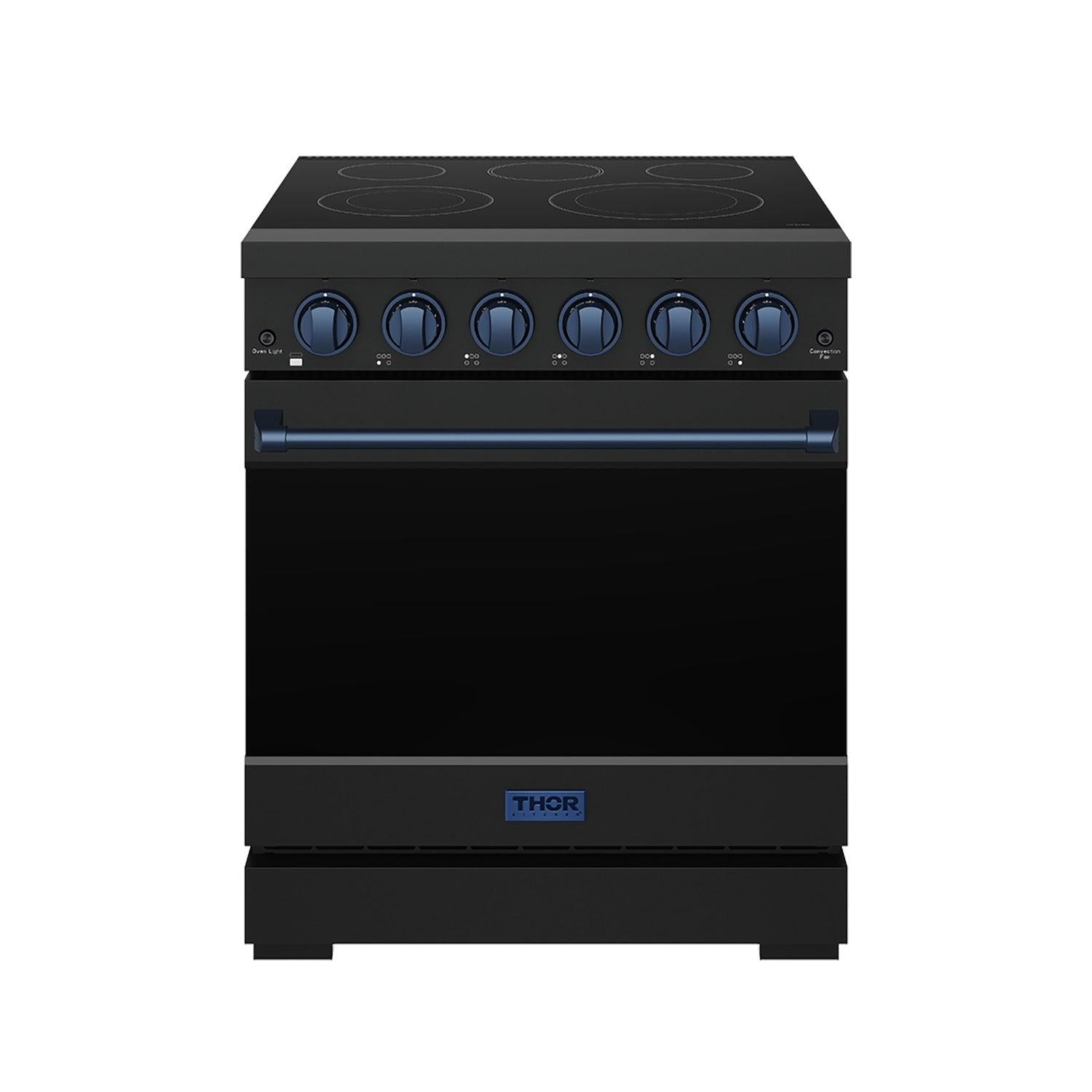 Thor Kitchen RSE30PBBLU 30 Inch Professional Electric Range With Precision Knob Control In Black And Blue Gordon Ramsay Series