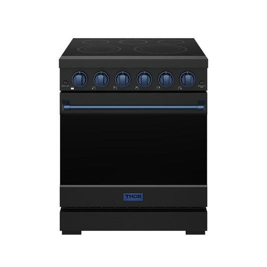 Thor Kitchen RSE30PBBLU 30 Inch Professional Electric Range With Precision Knob Control In Black And Blue Gordon Ramsay Series