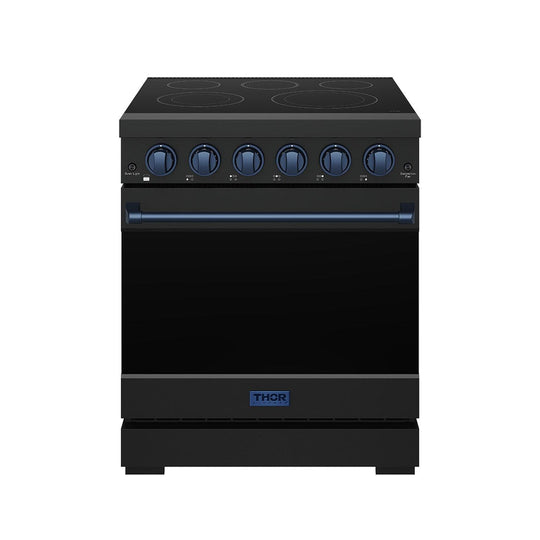 Thor Kitchen RSE30PBBLU 30 Inch Professional Electric Range With Precision Knob Control In Black And Blue Gordon Ramsay Series