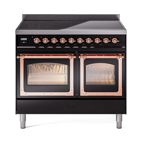 Ilve UNDI406NMPBKP Ilve Undi406Nmpbkp Nostalgie Ii Noblesse 40" Induction Range (Triple Glass Door, Glossy Black, Copper)