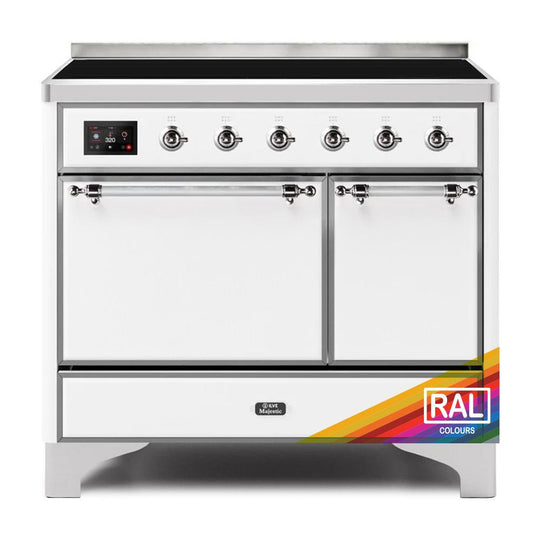 Ilve UMDI10QNS3RAC Ilve Majestic Ii 40 Umdi10Qns3Rac Freestanding Electric Range With Induction Double Oven With Solid Door In Ral Color With Chrome Knobs