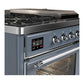 Ilve UM48FSNR3BGC Ilve Um48Fsnr3Bgc Majestic Iii 48 Inch Dual Fuel Range With 5 Black Brass Burners, Griddle And French Top, Dual Function Burner Up To 25,000 Btu (Natural Gas, Triple Glass Door, Blue Grey, Chrome)