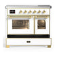 Ilve UMDIB40NR3WHG Ilve Umdib40Nr3Whg Majestic Iii 40 Inch Induction Range With 6 Elements, 3.82 Cu. Ft. Total Oven Capacity (Triple Glass Door, White, Brass)