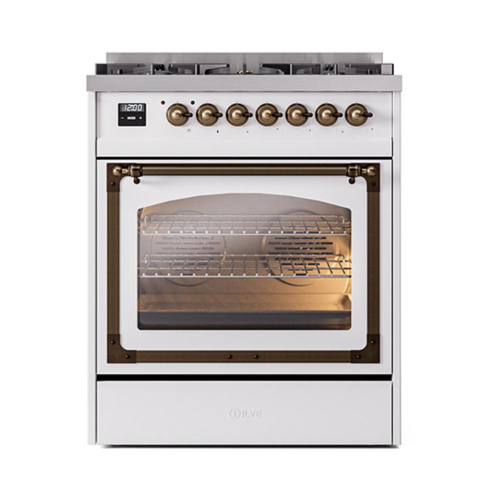 Ilve UN30NMPRABLP Ilve Un30Nmprablp Nostalgie Ii Noblesse 30" Dual Fuel Range (Liquid Propane, Triple Glass Door, Ral, Burnished)