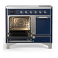 Ilve UMDIB40QNR3MBC Ilve Umdib40Qnr3Mbc Majestic Iii 40 Inch Induction Range With 6 Elements, 3.82 Cu. Ft. Total Oven Capacity (Solid Door, Midnight Blue, Chrome)