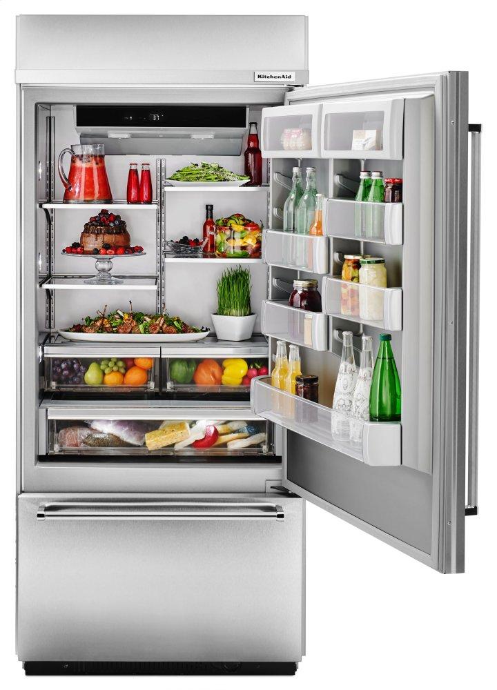 Kitchenaid KBBL206ESS Built-In Stainless Bottom Mount Refrigerator 20.9 Cu. Ft. 36" Width - Stainless Steel