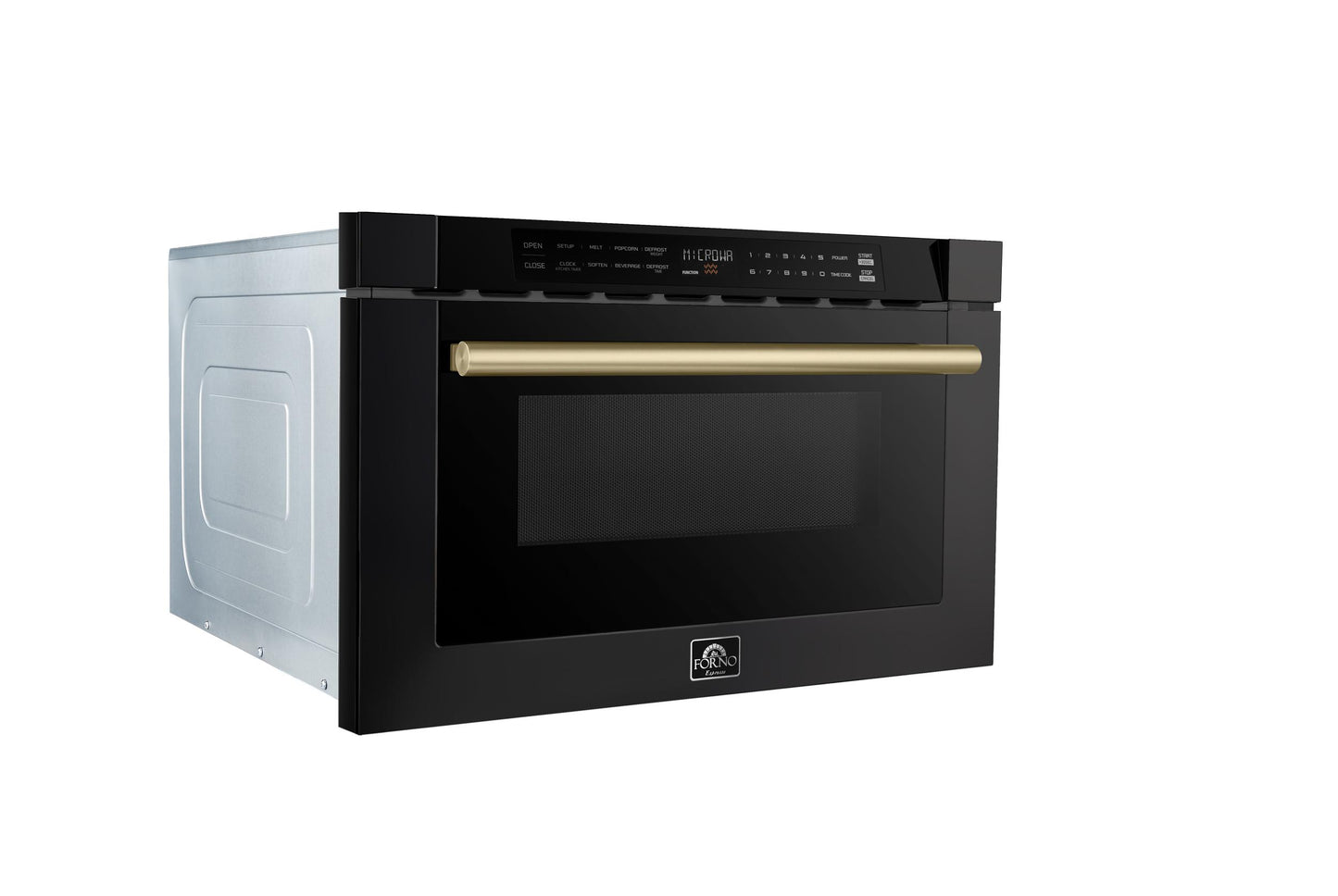 Forno FMWDR300024BLK Forno Capoliveri Espresso 24-Inch Microwave Drawer, Black, 1.2 Cu.Ft, 1500 Watts, Built-In, Touch Control Lcd Display, Auto-Touch Open/Close, 11 Power Levels, Sensor Cooking