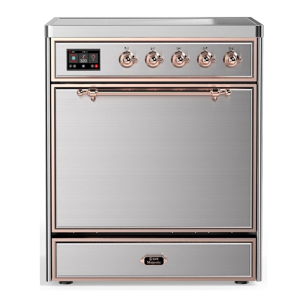 Ilve UMIB30QNR3SSP Ilve Umib30Qnr3Ssp Majestic Iii 30 Inch Induction Range With 4 Elements, 4 Cu. Ft. Oven Capacity (Solid Door, Stainless Steel, Copper)