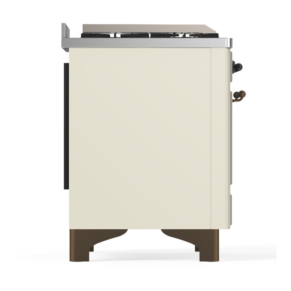 Ilve UM48FSQNR3AWB Ilve Um48Fsqnr3Awb Majestic Iii 48 Inch Dual Fuel Range With 5 Black Brass Burners, Griddle And French Top, Dual Function Burner Up To 25,000 Btu (Natural Gas, Solid Door, Antique White, Burnished)