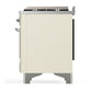 Ilve UM60FQNR3AWC Ilve Um60Fqnr3Awc Majestic Iii 60 Inch Dual Fuel Range With 9 Burners And Griddle, Dual Function Burner Up To 25,000 Btu (Natural Gas, Solid Door, Antique White, Chrome)