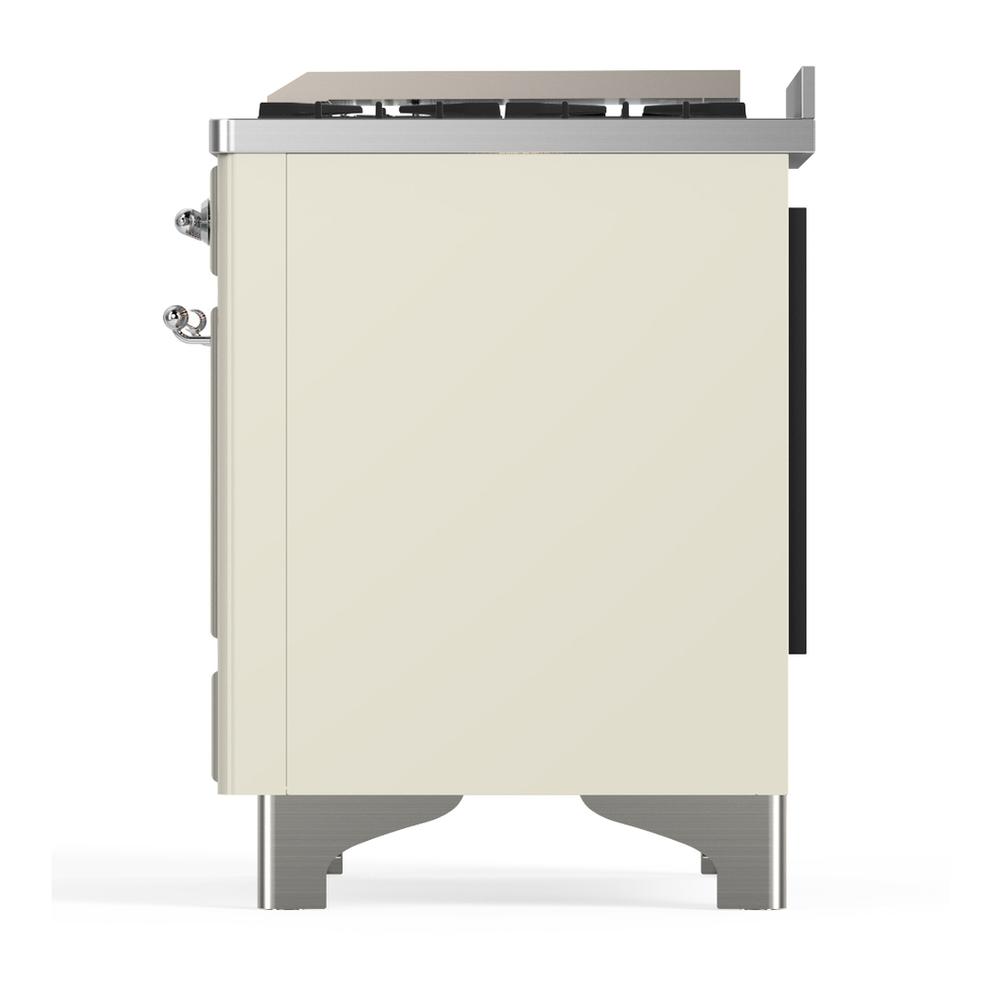 Ilve UM60FQNR3AWC Ilve Um60Fqnr3Awc Majestic Iii 60 Inch Dual Fuel Range With 9 Burners And Griddle, Dual Function Burner Up To 25,000 Btu (Natural Gas, Solid Door, Antique White, Chrome)