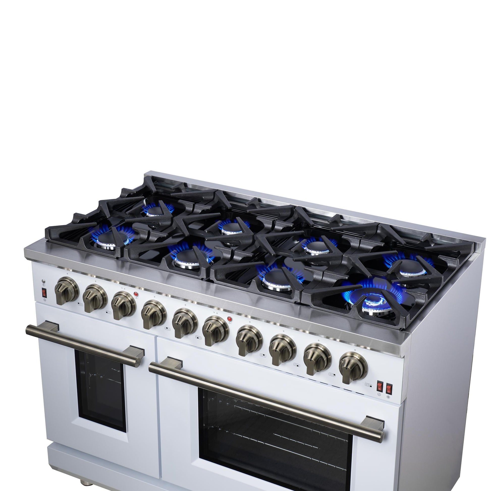 Forno FFSGS623948WHT Forno Massimo 48-Inch White Freestanding Gas Range, 8 Burners, True Convection Oven
