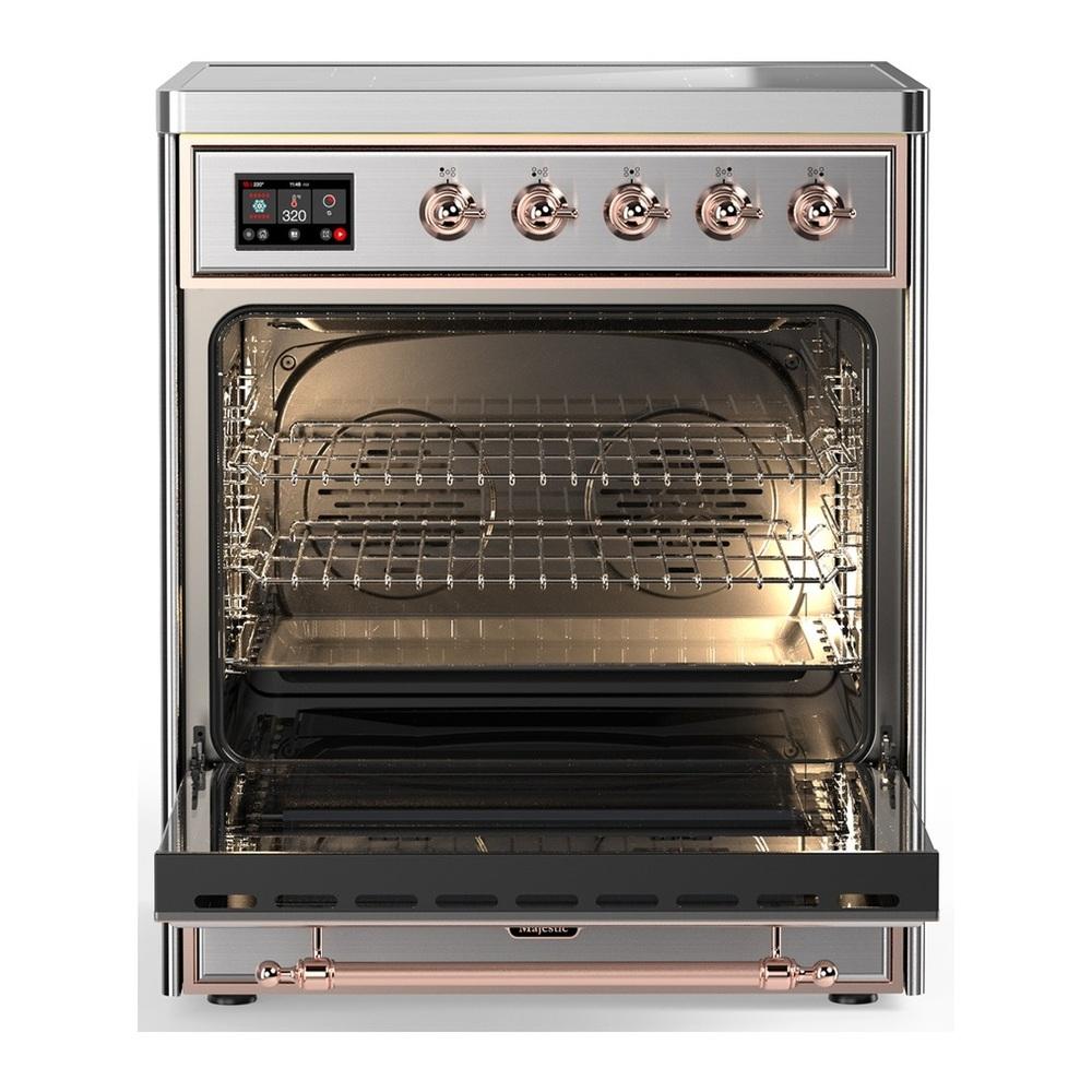 Ilve UMIB30NR3SSP Ilve Umib30Nr3Ssp Majestic Iii 30 Inch Induction Range With 4 Elements, 4 Cu. Ft. Oven Capacity (Triple Glass Door, Stainless Steel, Copper)