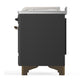 Ilve UM48FSQNR3MGB Ilve Um48Fsqnr3Mgb Majestic Iii 48 Inch Dual Fuel Range With 5 Black Brass Burners, Griddle And French Top, Dual Function Burner Up To 25,000 Btu (Natural Gas, Solid Door, Graphite Matte, Burnished)