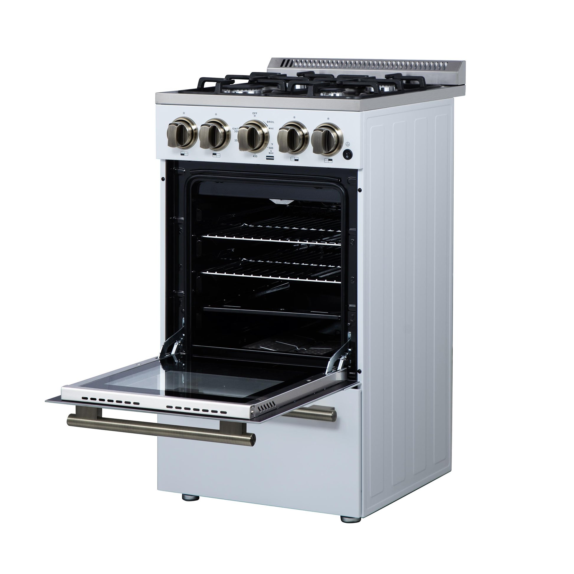 Forno FFSGS626520WHT Forno Lamazze 20 Inch Freestanding Gas Range In White, Compact Design