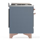 Ilve UM60FNR3BGPLP Ilve Um60Fnr3Bgplp Majestic Iii 60 Inch Dual Fuel Range With 9 Burners And Griddle, Dual Function Burner Up To 25,000 Btu (Liquid Propane, Triple Glass Door, Blue Grey, Copper)