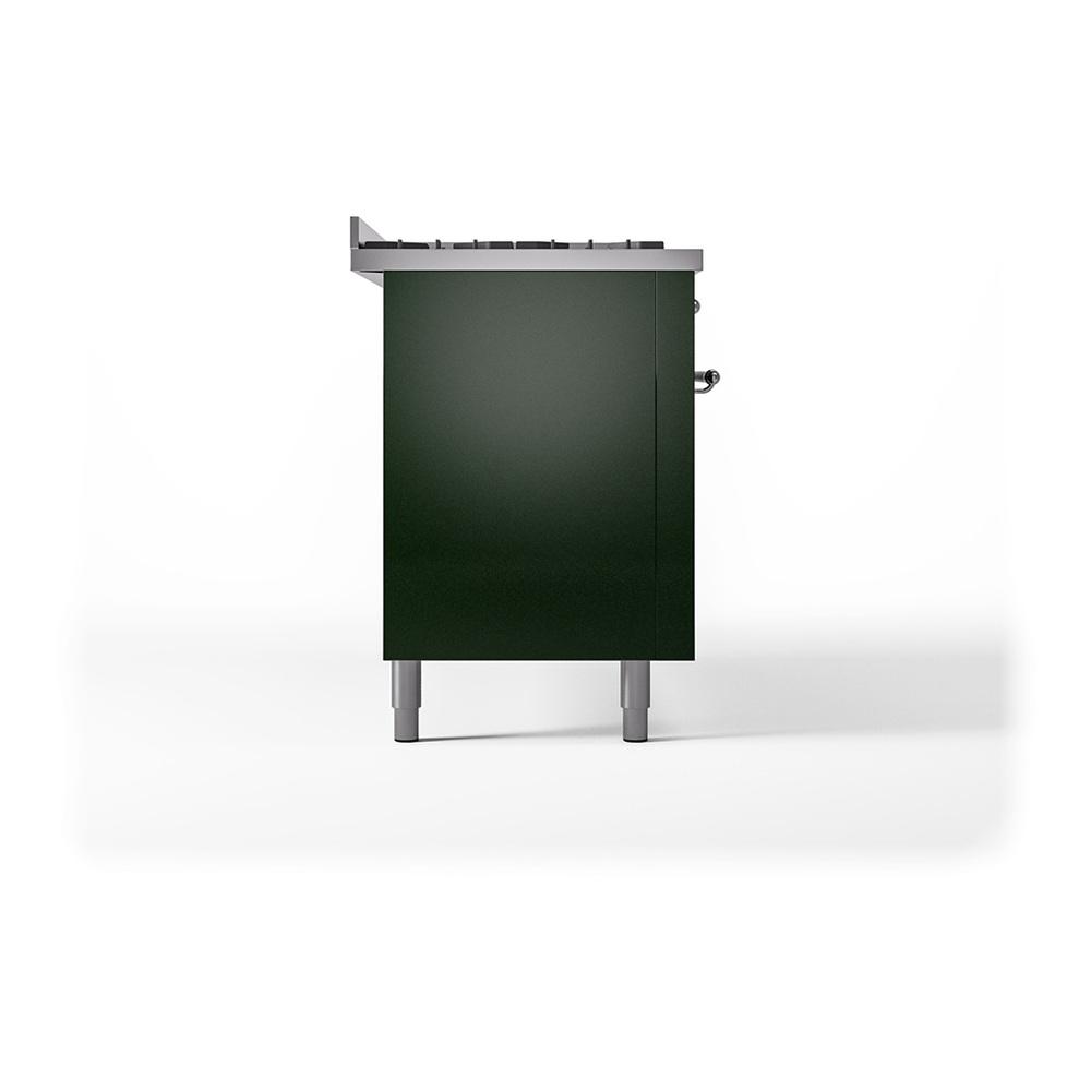 Ilve UN60FQNMPEGCLP Ilve Un60Fqnmpegclp Nostalgie Ii Noblesse 60" Dual Fuel Range (9 Sealed Burners + Griddle, Liquid Propane, Solid Door, Emerald Green, Chrome)