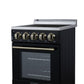 Forno FFSEL605220BLK Forno Pallerano 20 Inch Freestanding Electric Range In Black With Antique Brass, Compact Design