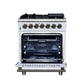 Forno FFSGS612530WHT Forno Massimo 30-Inch Freestanding Dual Fuel Range In White With Antique Brass Accessories, 4 Burners, 4.32 Cu. Ft. Convection Oven